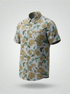 Obey Propaganda Men’s XL Yellow Rose Floral Short Sleeve Shirt Streetwear